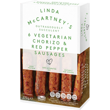 Salchichas con Chorizo y Pimiento - Linda McCartney - tienda vegana online