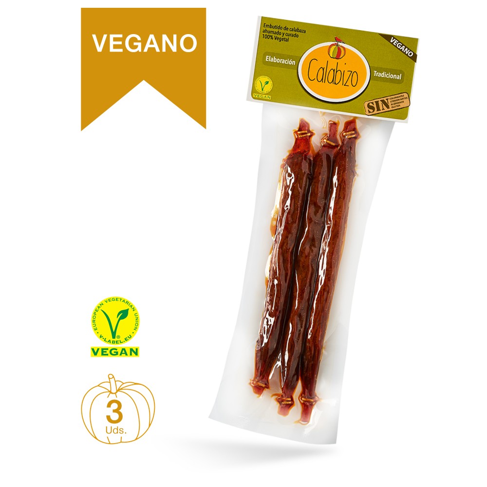 Chorizo vegano de calabaza 3 unidades - Calabizo - tienda vegana online