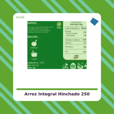 Arroz Integral hinchado 250 g. - El Granero Integral - tienda vegana online