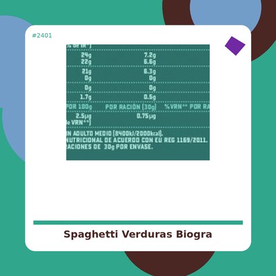 Spaghetti con Verduras 250 grs. - Biográ - tienda vegana online