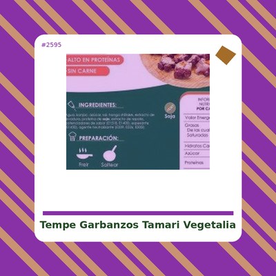 Tempe de Garbanzos con Tamari - Vegetalia- tienda vegana online