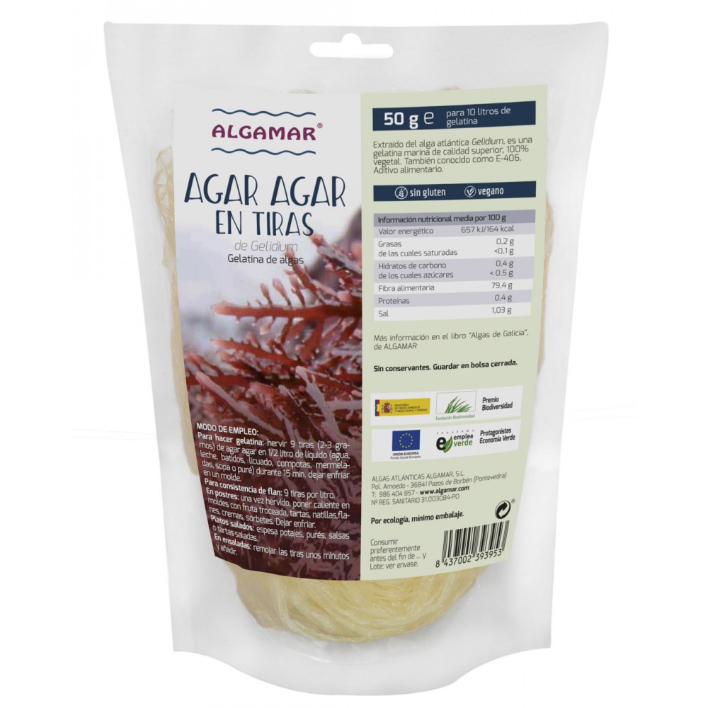 Alga Agar Agar en tiras 50 g. - Algamar - tienda vegana online