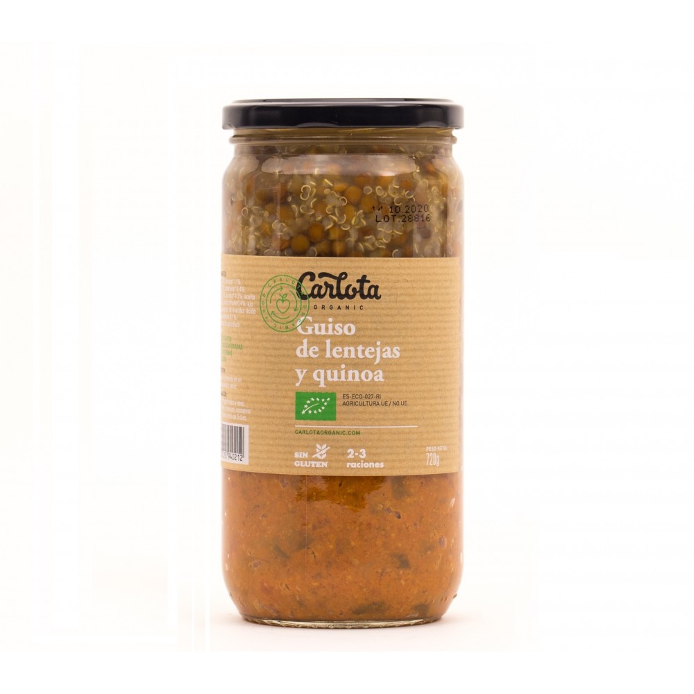 Guiso de lentejas y quinoa 720 g. - Carlota - tienda vegana online