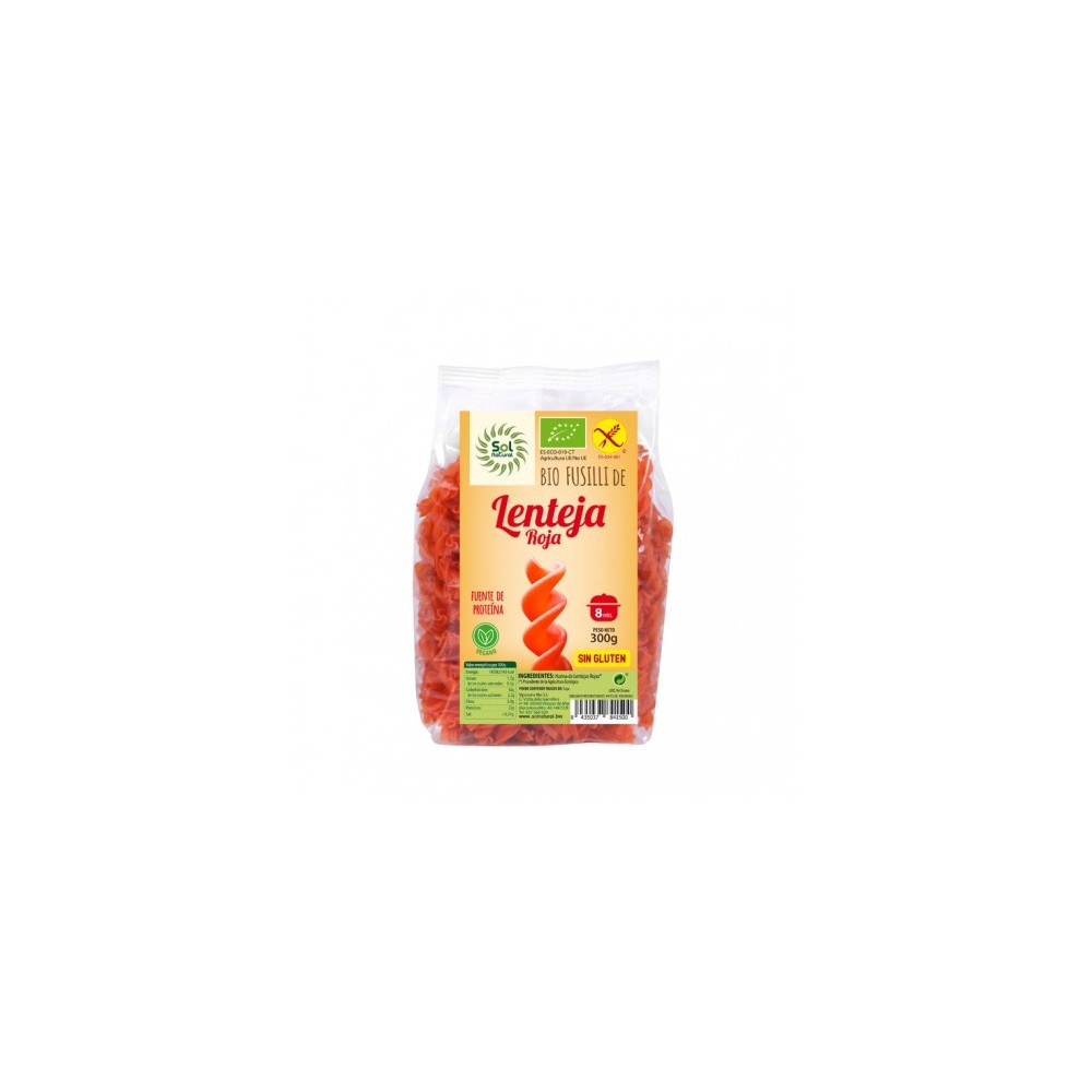 Fusilli de Lenteja Roja - Sol Natural - tienda vegana online