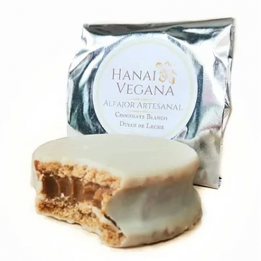 Alfajor de Dulce de leche vegano y Chocolate Blanco - Hanai Vegana - tienda vegana online