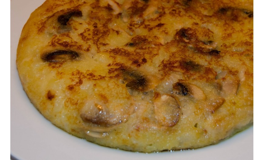 Tortilla de Patata y Champiñones Vegana 
